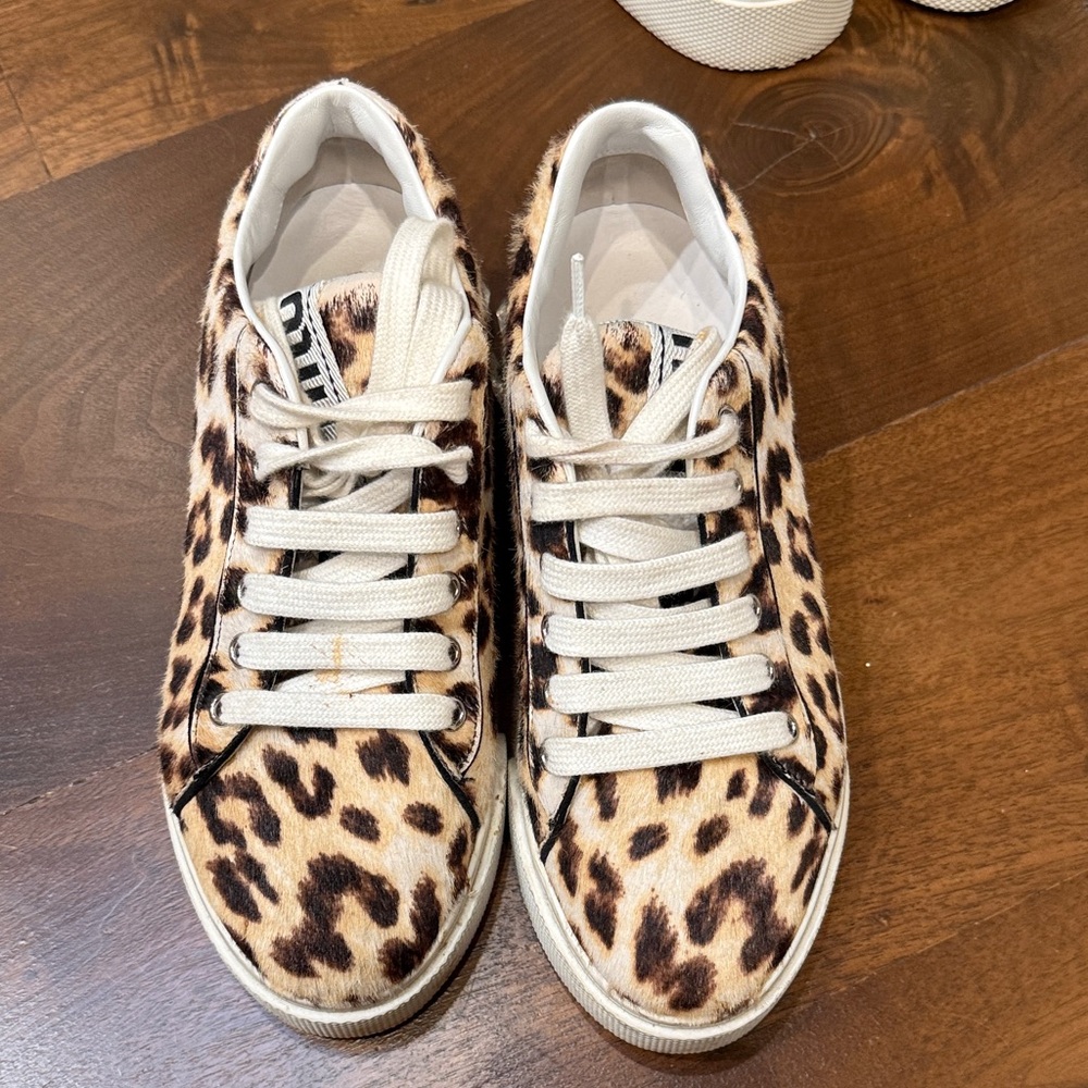 Miu Miu Leopard Print Athletic Shoes